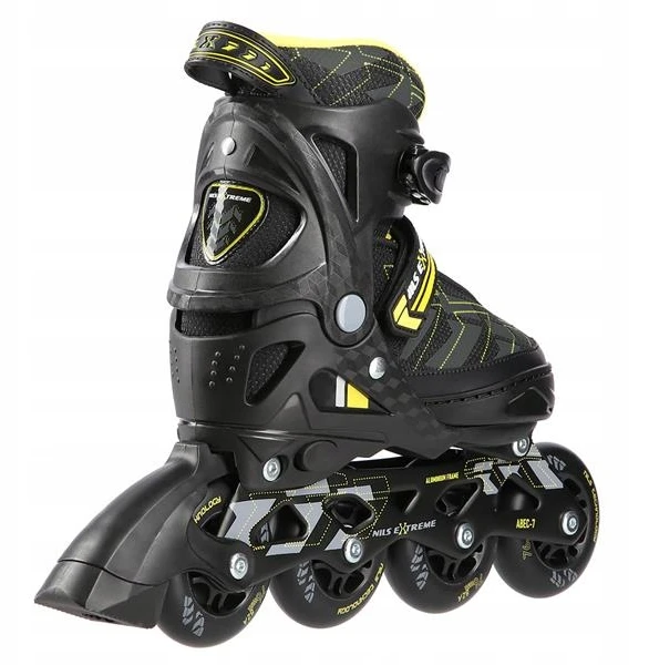 Riedučiai Nils Extreme NA11002 juodi-geltoni - PU76 mm/82A (M 35-38)