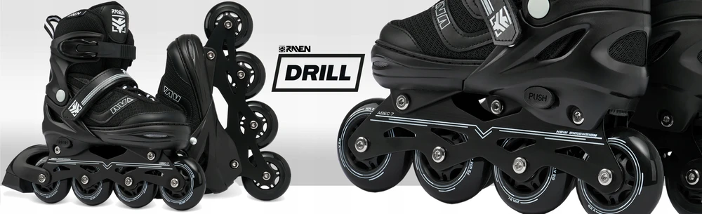 Reguliuojamo dydžio riedučiai Raven Drill Juodas, juodi