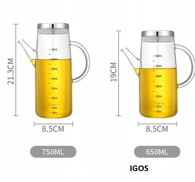 Relaxdays Stiklinis aliejaus ir acto dozatorius 750ml | Butelis su snapeliu | Šlykštus puodelis