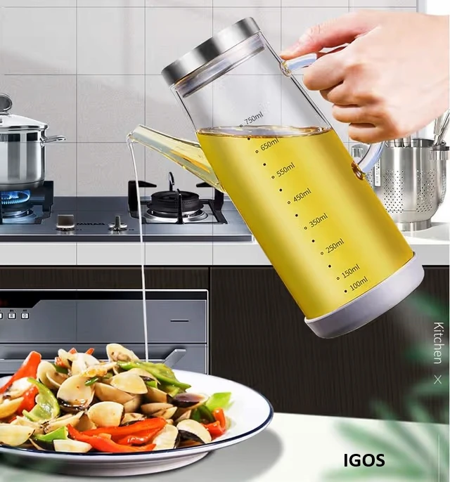 Relaxdays Stiklinis aliejaus ir acto dozatorius 750ml | Butelis su snapeliu | Šlykštus puodelis