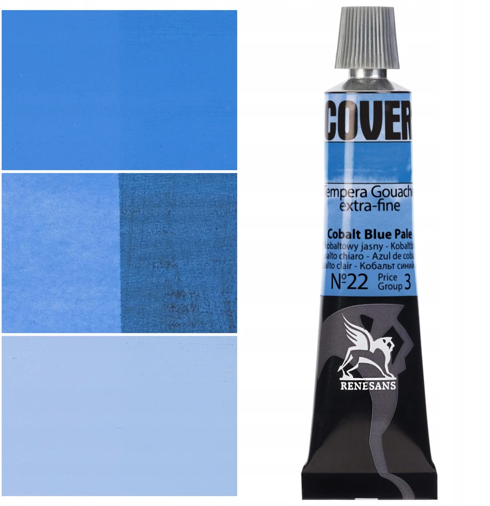 Renesans Cover tempera dažai, 20ml, šviesiai kobalto mėlyna