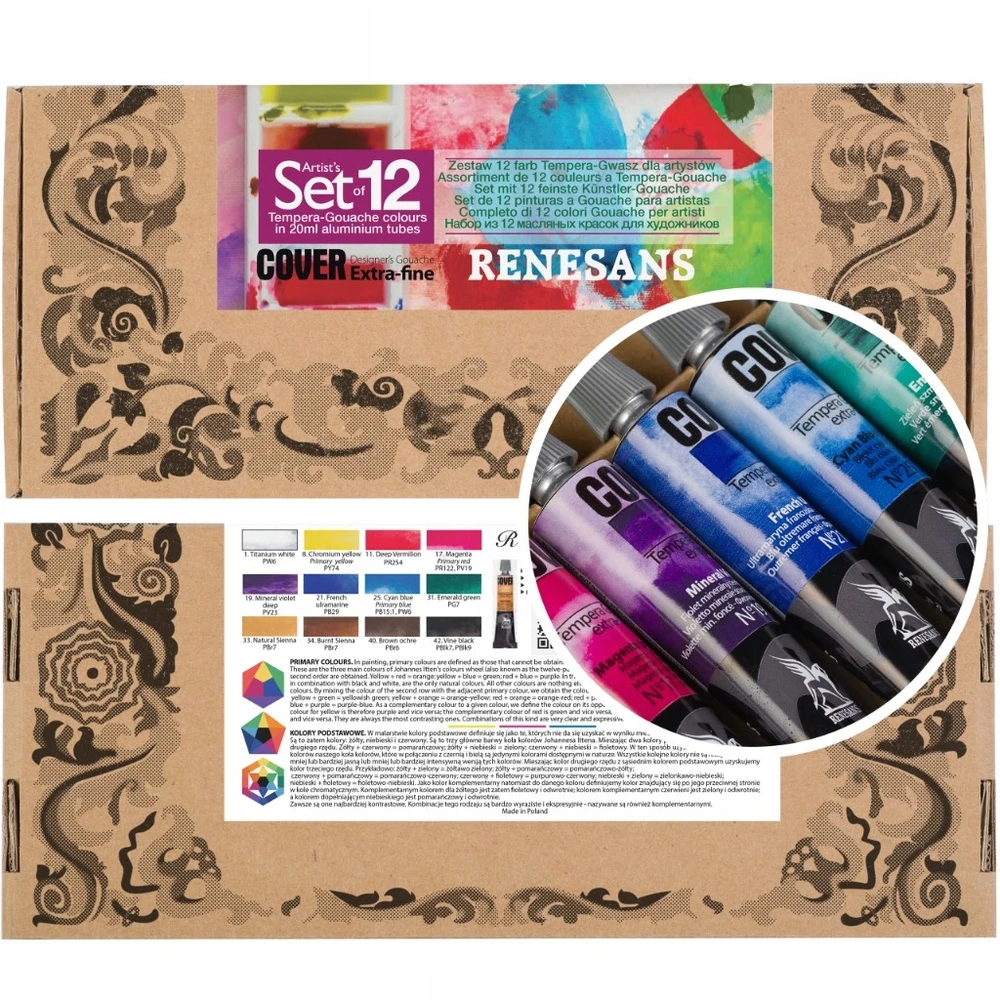 Renesans Cover Temperiniai Dažai Gvašas 12x20ml