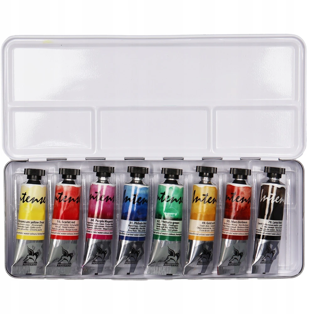 Renesans Intense Vanduo akvareliniai dažai, 8 x 15 ml