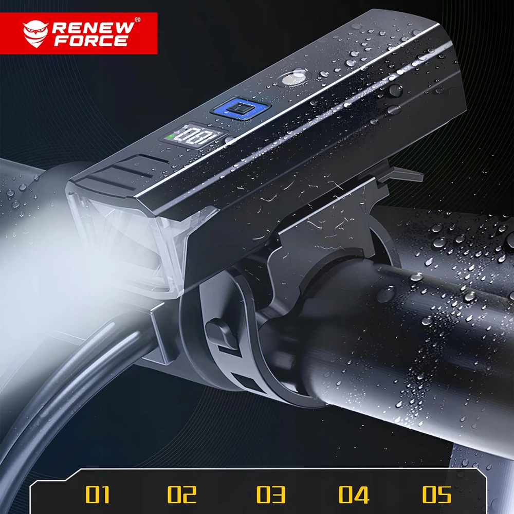 Renew Force DVIRAČIO LEMPAS PRIEKINIS GALIS NUOTOLINIO GALVAS 1200lm 2000mAh Dviračiui 13H