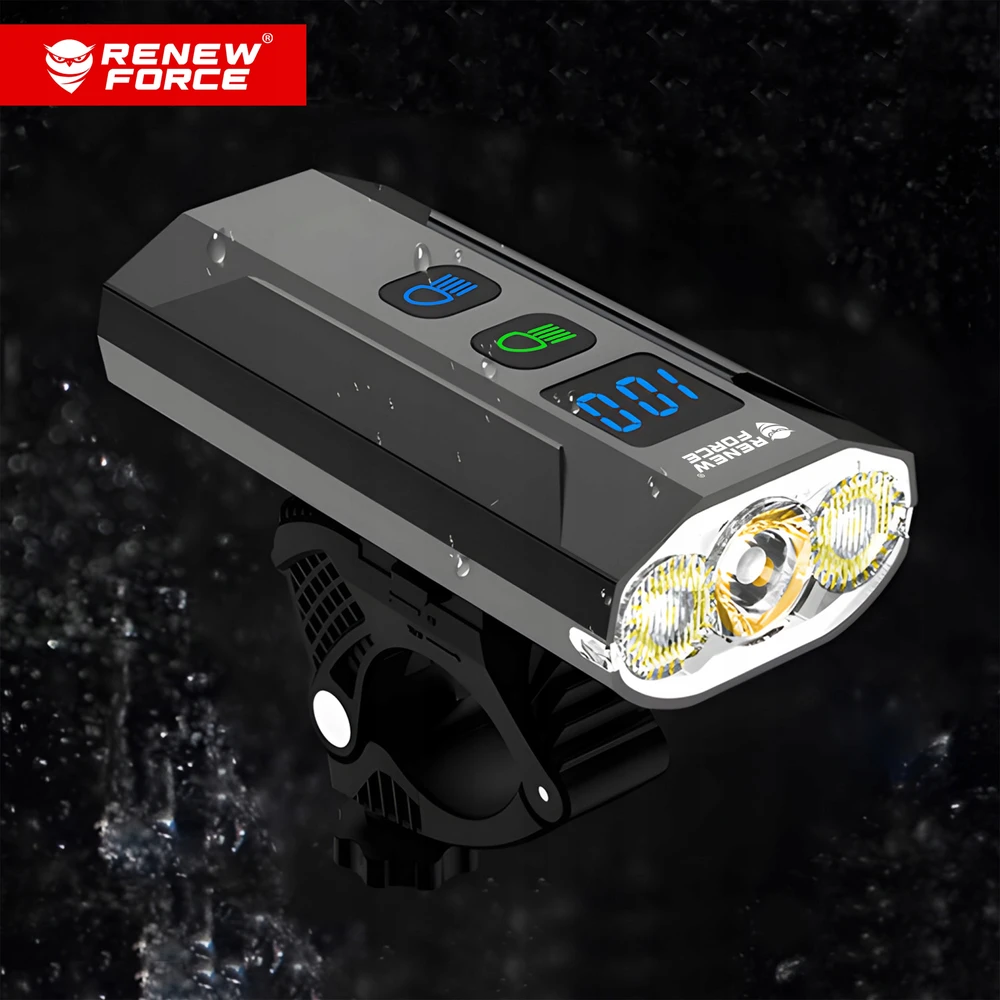 Renew Force Galingas BIKE Lamp LED priekinis žibintas 1300lm žibintuvėlis 5400mAh DVIRAČIO RINKINYS