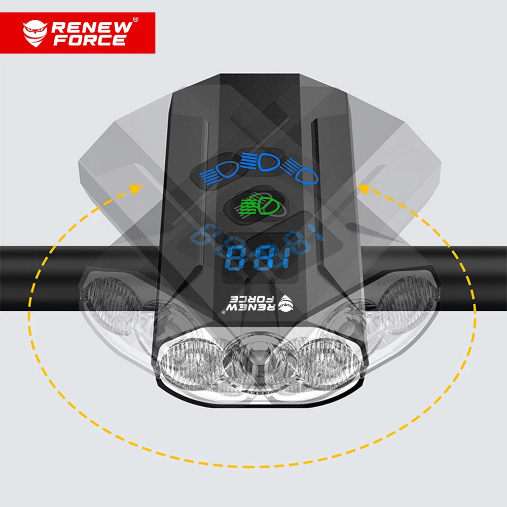 Renew Force Galingas BIKE Lamp LED priekinis žibintas 1300lm žibintuvėlis 5400mAh DVIRAČIO RINKINYS
