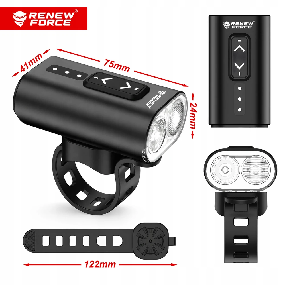 Renew Force GALINGAS LED DVIRAČIO LEMPAS ACU USB DVIRAČIO PRIEKINIAI + GALINIAI 13 REŽIMŲ