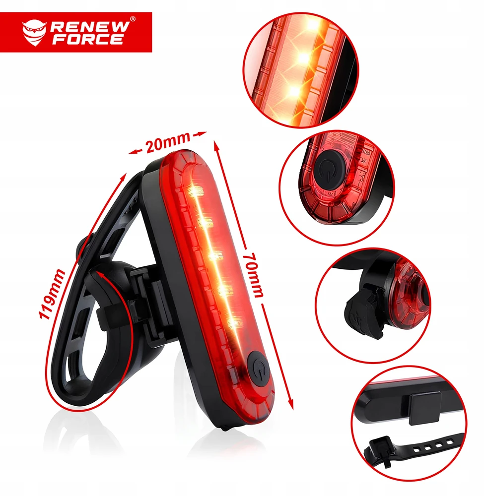 Renew Force GALINGAS LED DVIRAČIO LEMPAS ACU USB DVIRAČIO PRIEKINIAI + GALINIAI 13 REŽIMŲ