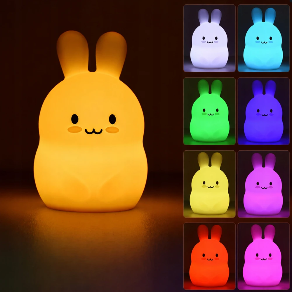 Renew Force Lampka Silikonowa KRÓLIK Nocna LED RGB dla Dzieci Dziecka KRÓLICZEK Pilot
