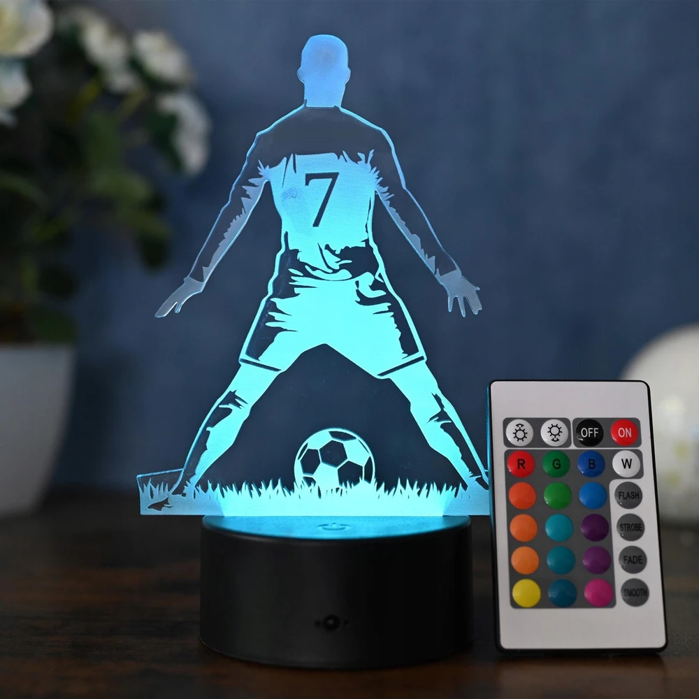 Renew Force LED naktinės šviesos futbolo žaidėjas 3D RGB nuotolinio valdymo pultas GAMING Real Madrid