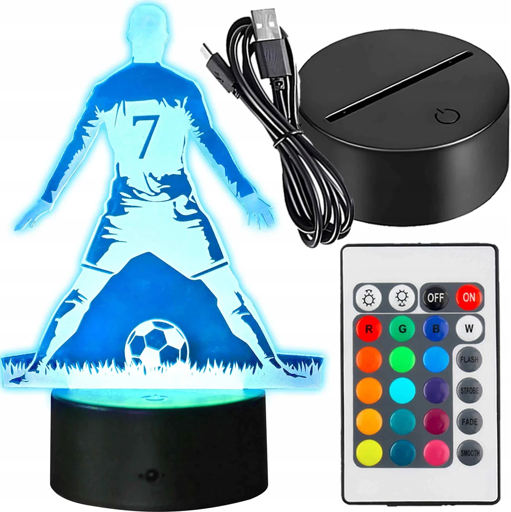 Renew Force LED naktinės šviesos futbolo žaidėjas 3D RGB nuotolinio valdymo pultas GAMING Real Madrid