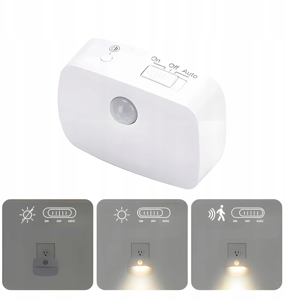 Renew Force LED naktinis apšvietimas, skirtas kontaktui su „Twilight Motion Sensor“ 3 režimų lizdu