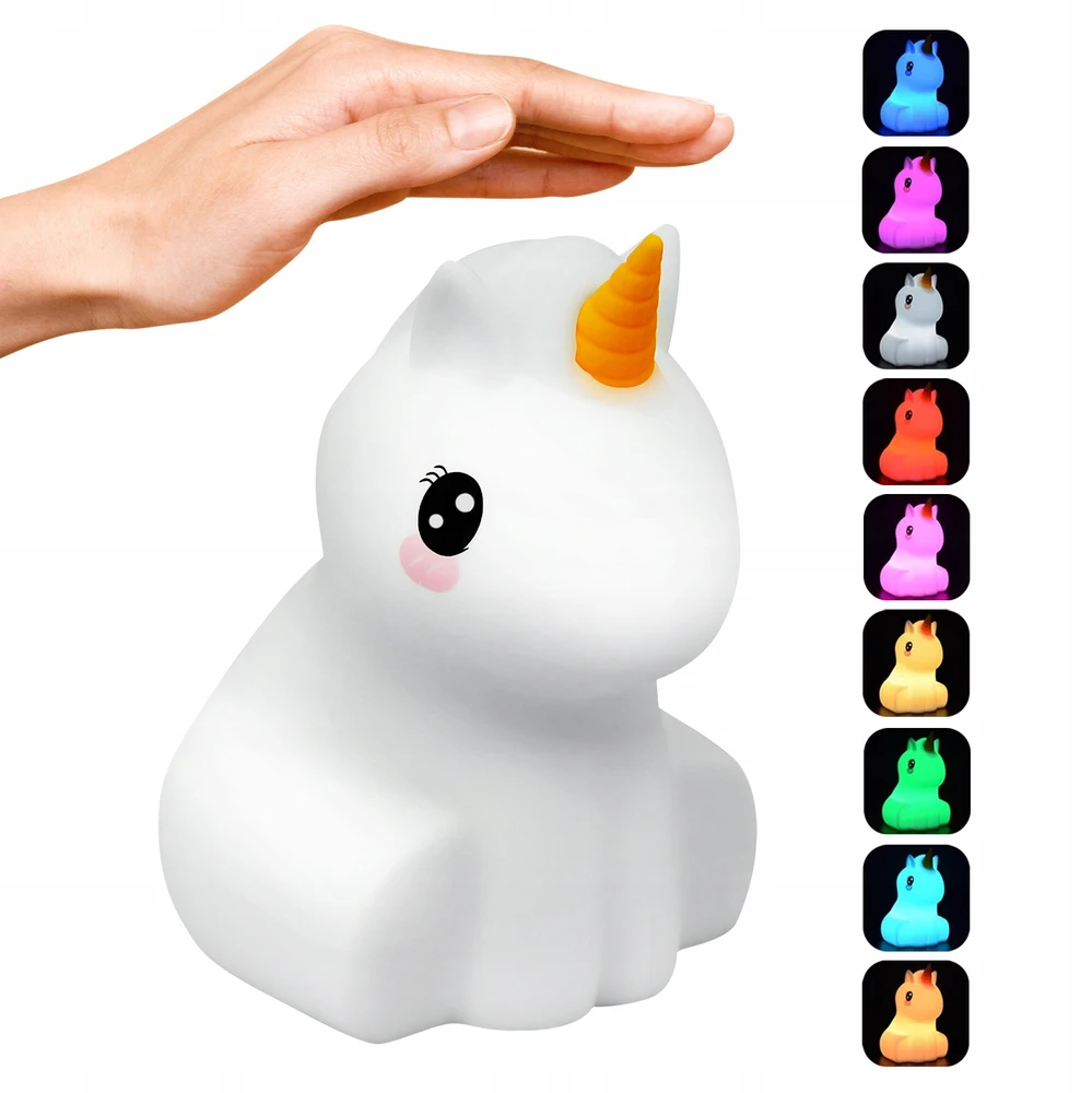 Renew Force SILIKONINĖ NAKTINĖ LEMPA VAIKAMS MINKŠTAS SPALVOTAS RGB LED VIENRAGIS NUOTOLINIO KONTAKTAS
