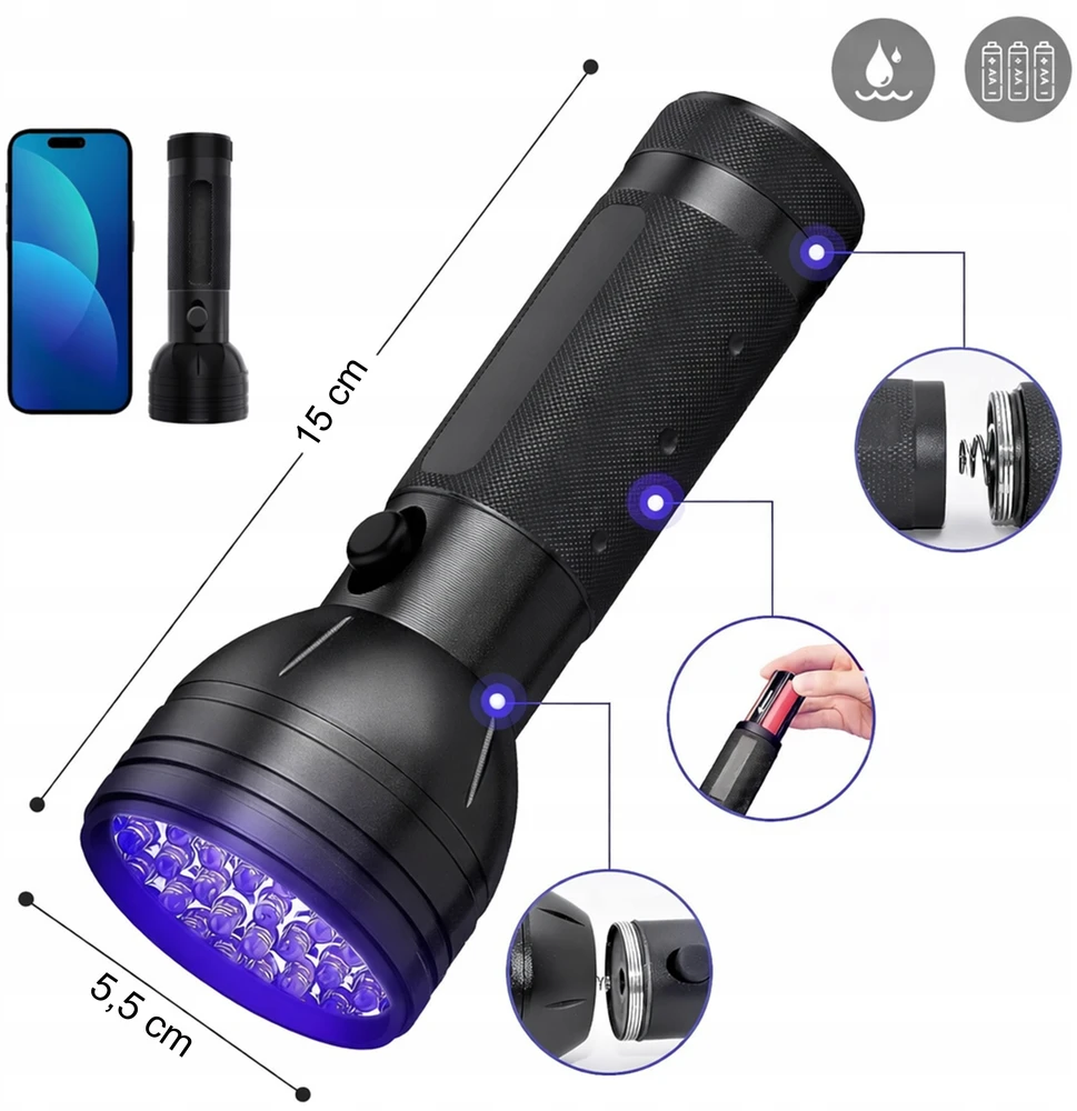 Renew Force UV 51 LED žibintuvėlis, skirtas GINTARO IEŠKOTI IR NAGŲ KONDICIONAVIMO TIKRINIMAS