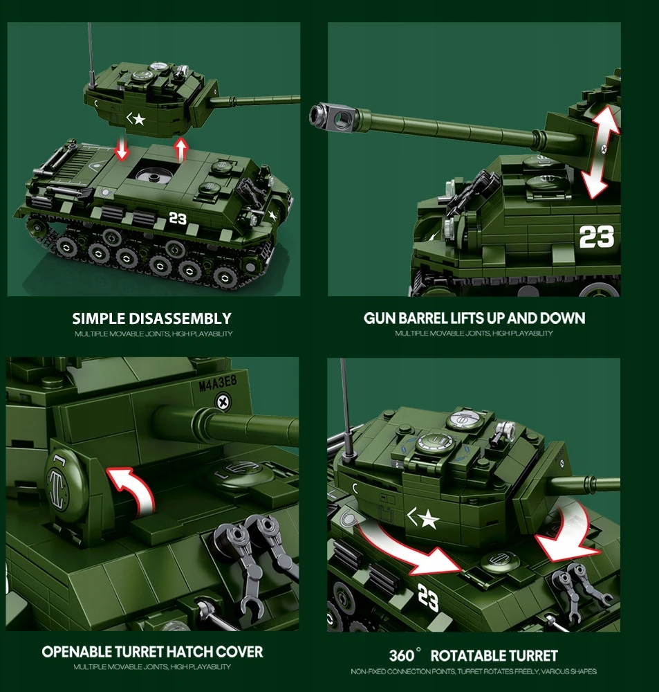 Reobrix Sherman M4a3e8 Tanko konstruktorius (836 det.)
