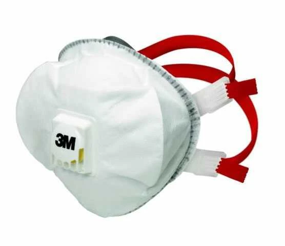 Respiratorius 3M FFP3 su vožtuvu ir raudonais dirželiais