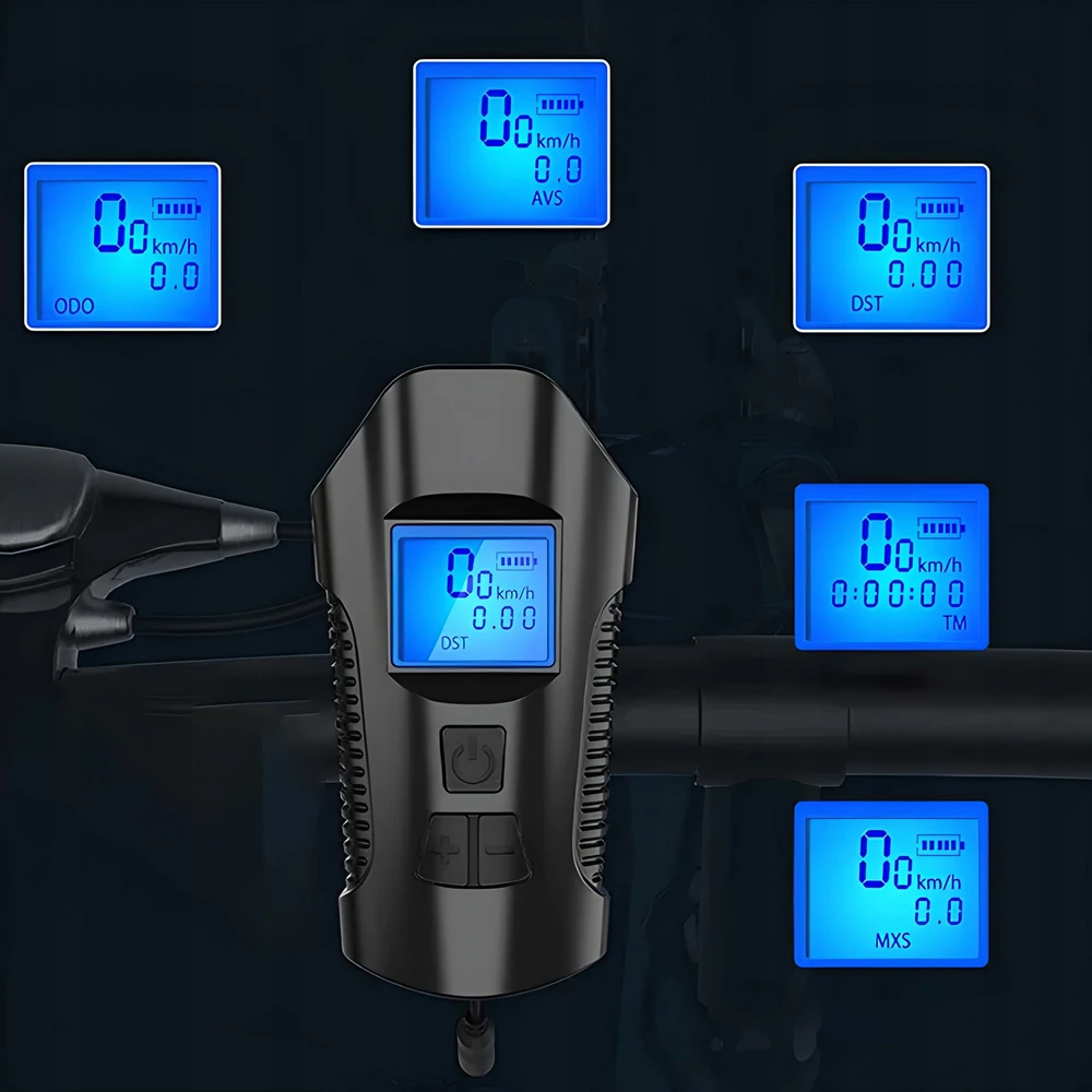Retoo Lampka LED dviračio žibintas, km skaitiklis, spidometras, galinis - s092-1 + galinis žibintas