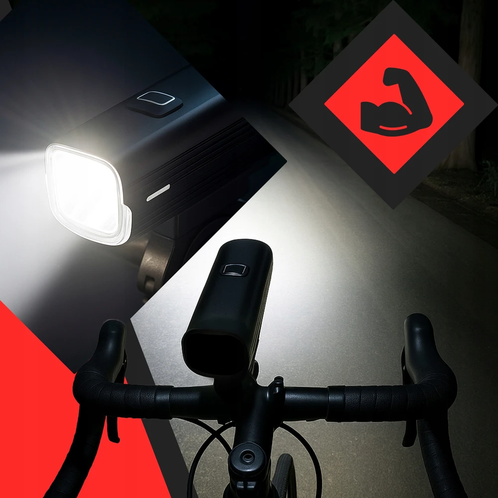 Retoo Lampka Dviračio lempa, LED žibintuvėlis, priekinis, USB, dviračio vairui, stiprus 1000lm