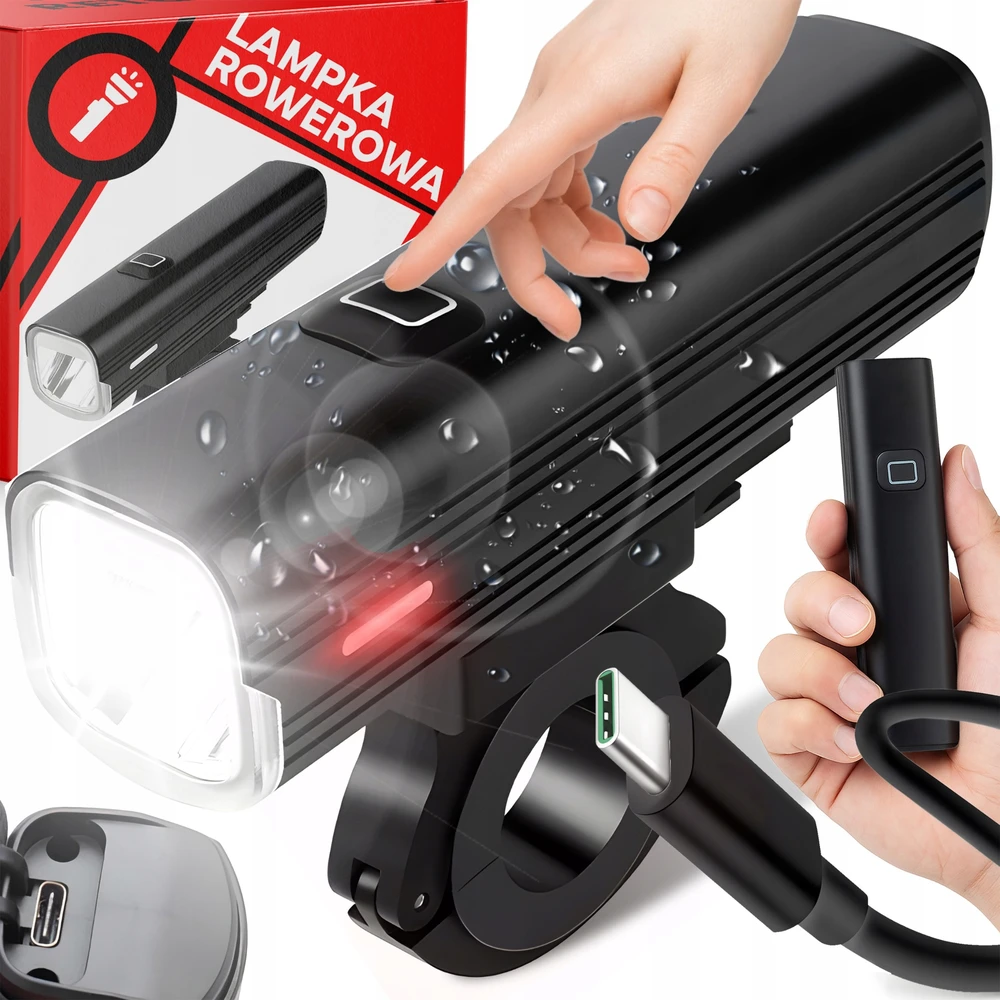 Retoo Lampka Dviračio lempa, LED žibintuvėlis, priekinis, USB, dviračio vairui, stiprus 1000lm