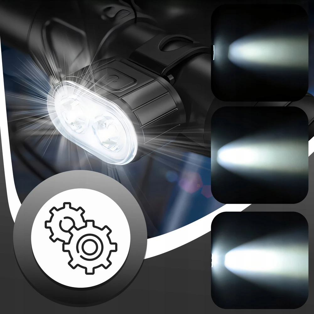 Retoo Lampka Dviračio žibintas priekyje ir gale LED, galinga baterija priekinio dviračio komplektui - ER1030