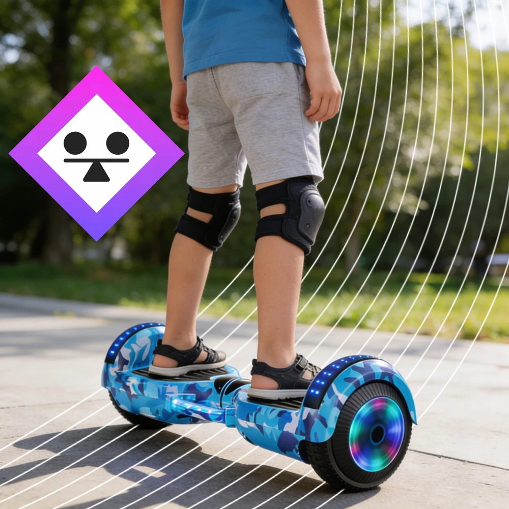 Retoo Hoverboard 8 colių elektrinė riedlentė su LED plokšte ir garsiakalbių apsaugomis ER033