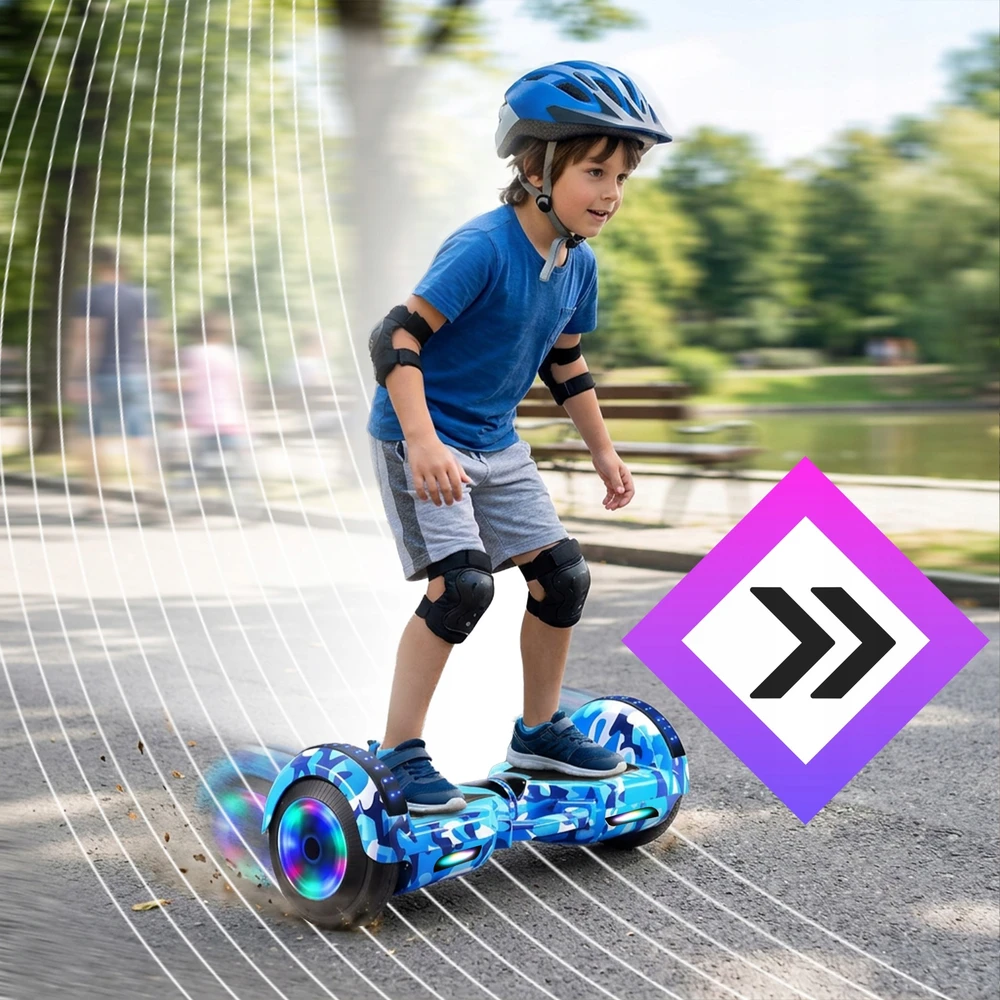 Retoo Hoverboard 8 colių elektrinė riedlentė su LED plokšte ir garsiakalbių apsaugomis ER033