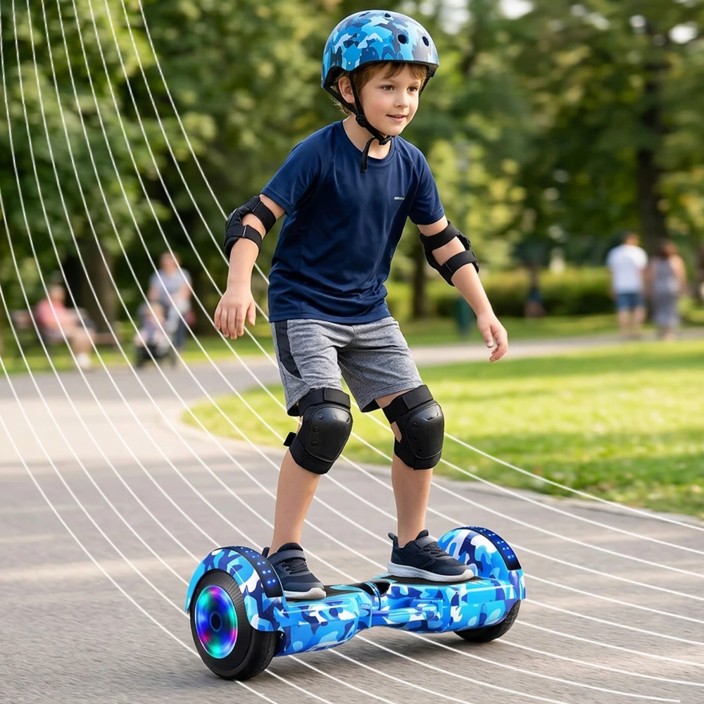 Retoo Hoverboard 8 colių elektrinė riedlentė su LED plokšte ir garsiakalbių apsaugomis ER033