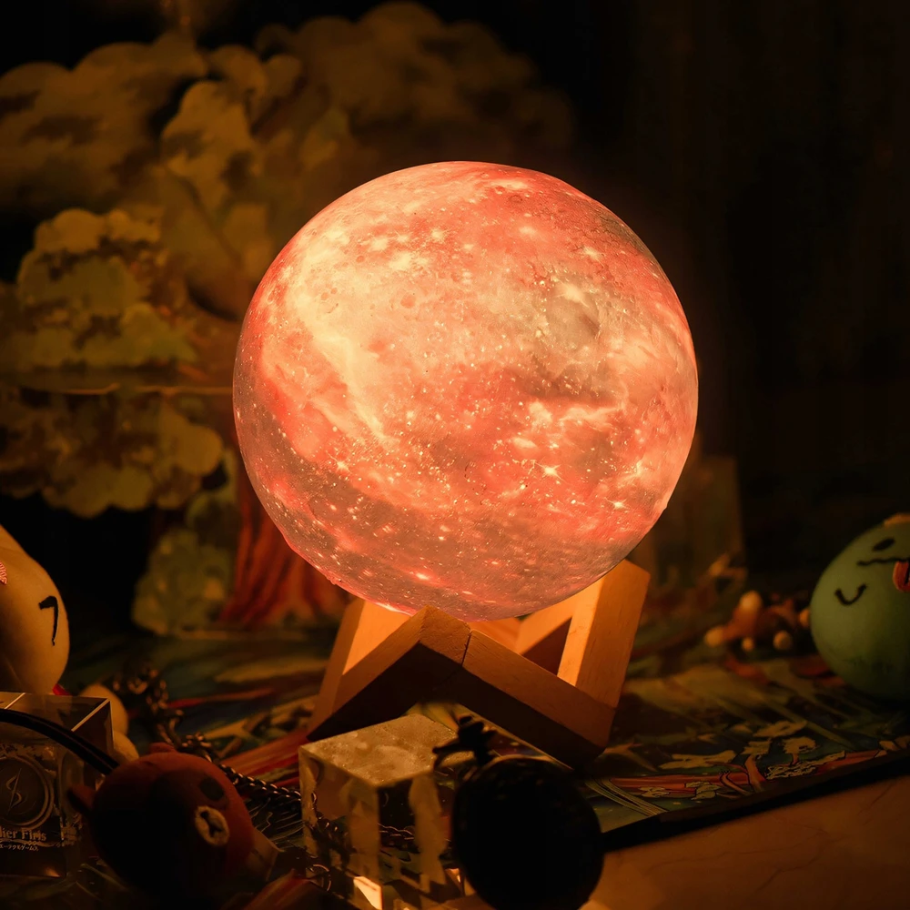 Retoo Lampka Naktinė lempa, mėnulio šviesa, šviečianti 3D mėnulio šviesa, RGB nuotolinio valdymo pultas, LED šviesa, mėnulio šviesa