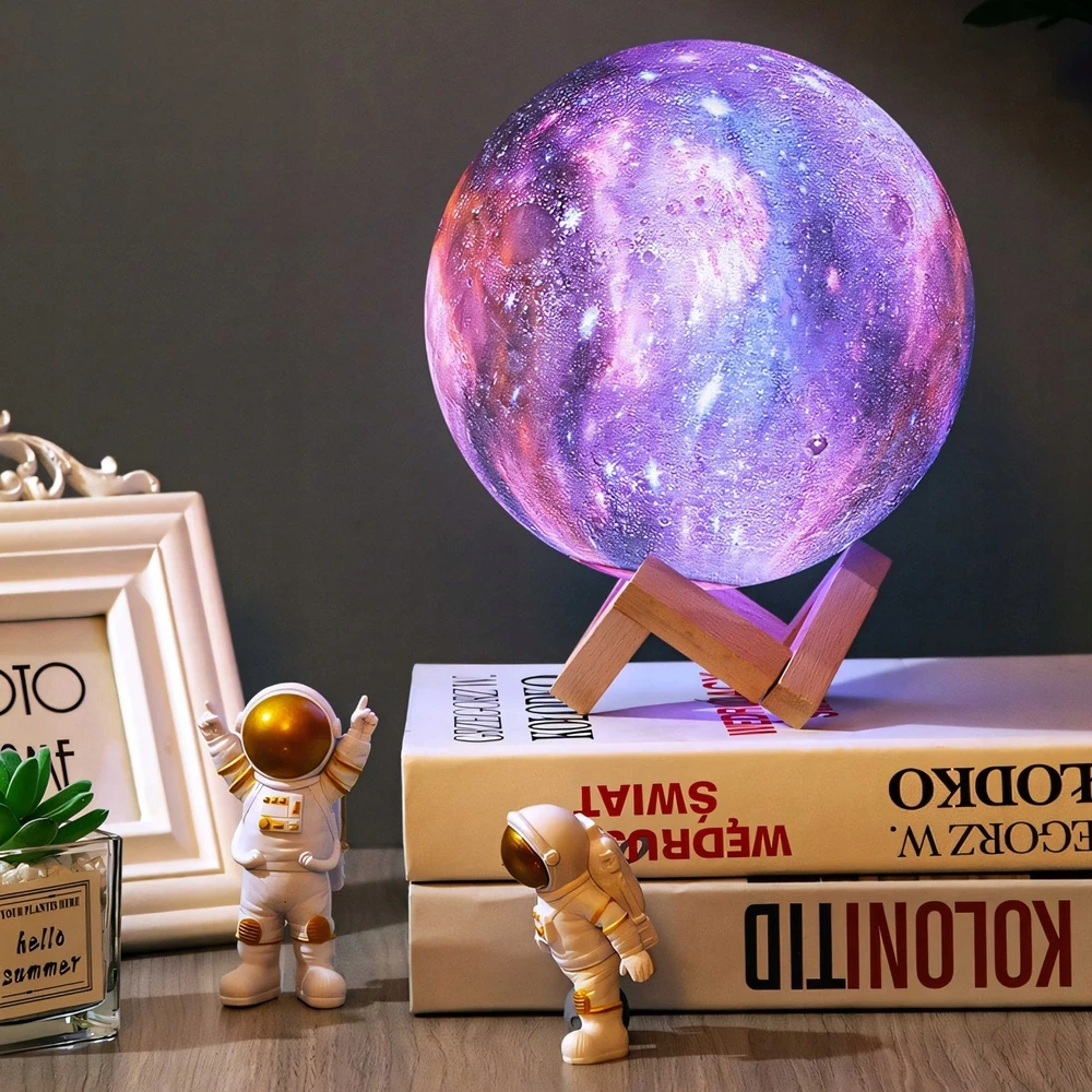 Retoo Lampka Naktinė lempa, mėnulio šviesa, šviečianti 3D mėnulio šviesa, RGB nuotolinio valdymo pultas, LED šviesa, mėnulio šviesa