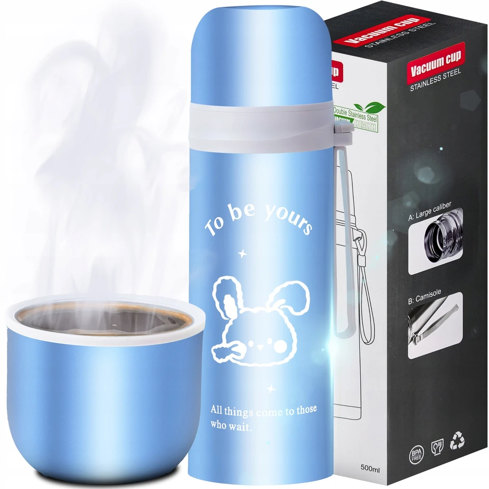Retoo Puodelis Termosas vakuuminis plieno termosas 500 ml + puodelis
