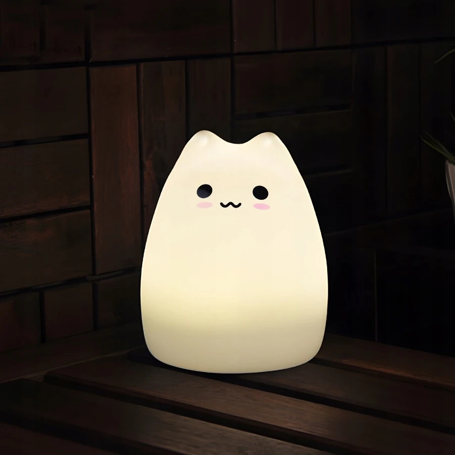 Retoo Lampka Vaikiška naktinė lempa kačiukui LED spalvinga silikoninė RGB minkšto silikono