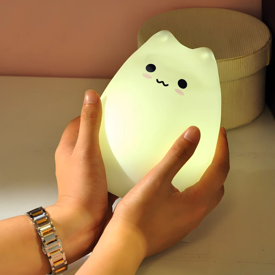 Retoo Lampka Vaikiška naktinė lempa kačiukui LED spalvinga silikoninė RGB minkšto silikono