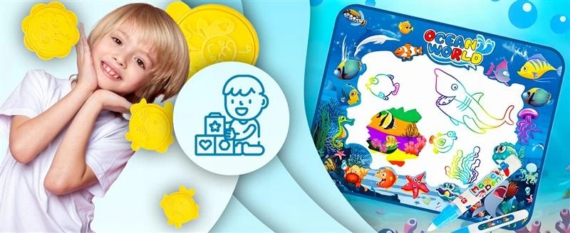 Retoo Mata Vandens kilimėlis piešimui akvarele XXL dydžio stebuklingų žymeklių rinkinys XXL