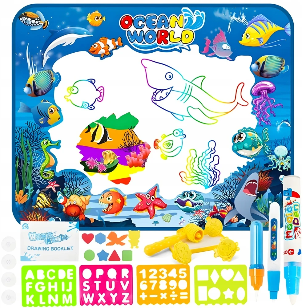 Retoo Mata Vandens kilimėlis piešimui akvarele XXL dydžio stebuklingų žymeklių rinkinys XXL