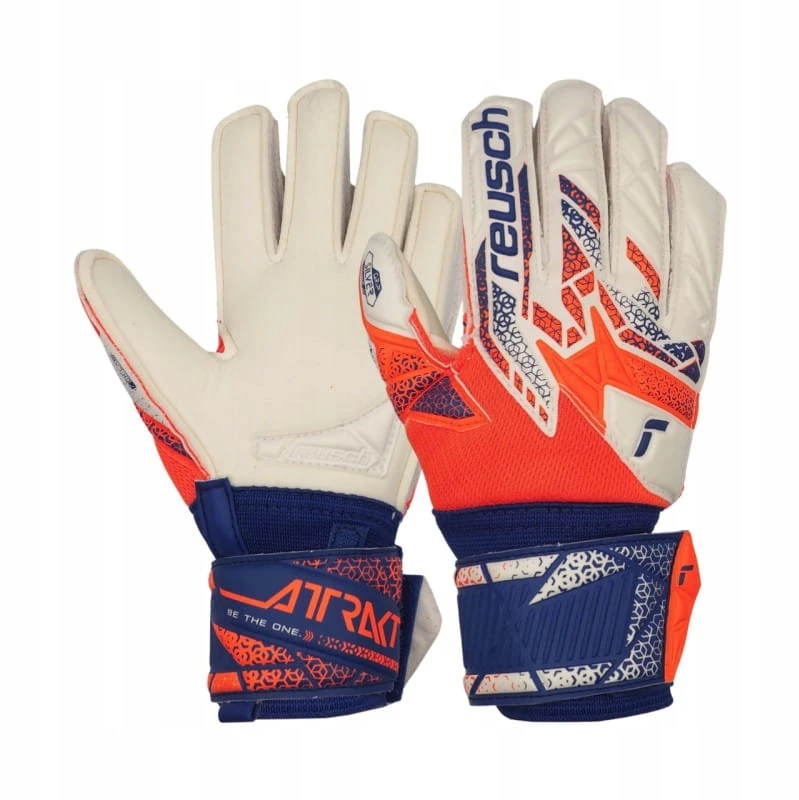 Reusch Attrakt Sidabrinis Junior futbolo vartininko pirštinės oranžinės mėlynos - 6