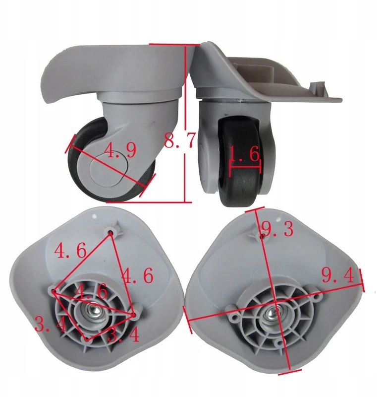 RGL Juodas Swivel Suitcase Wheels, 2 vnt. Plastikiniai