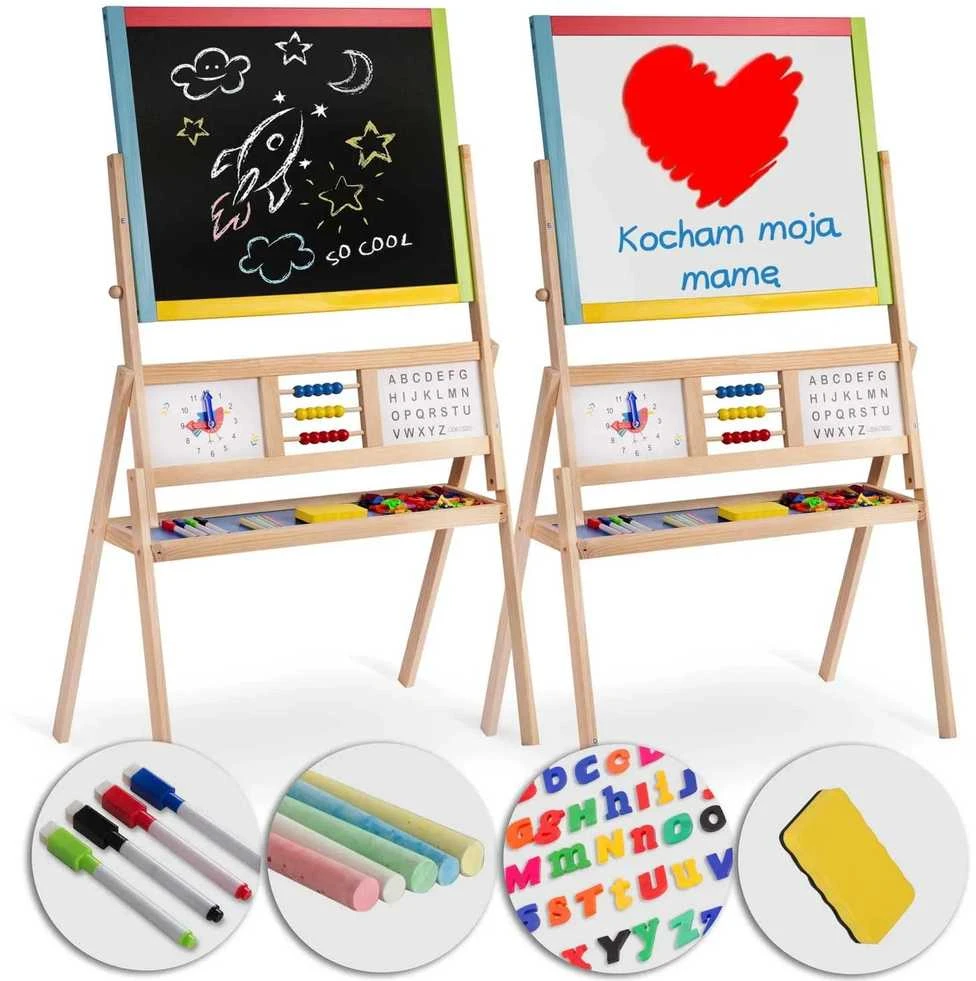 Ricokids didelė magnetinė kreidinė lenta su besisukančiu laikrodžiu – daugiaspalvė