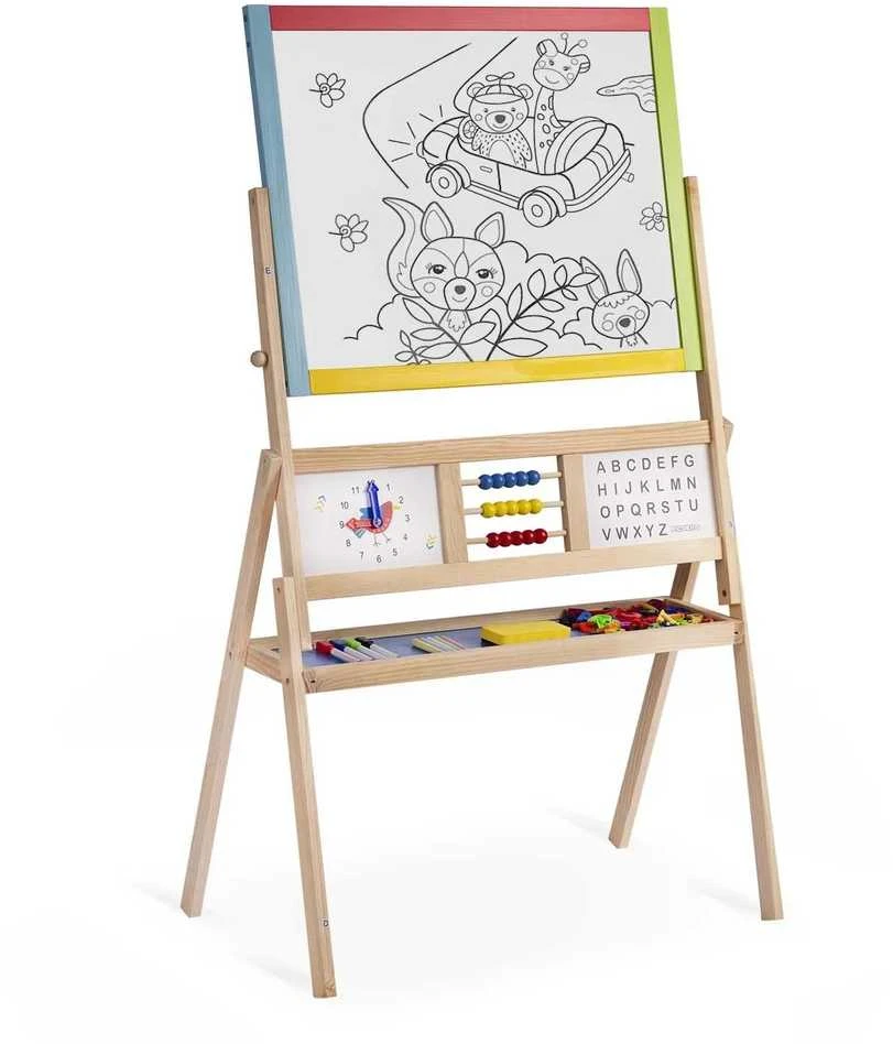 Ricokids didelė magnetinė kreidinė lenta su besisukančiu laikrodžiu – daugiaspalvė