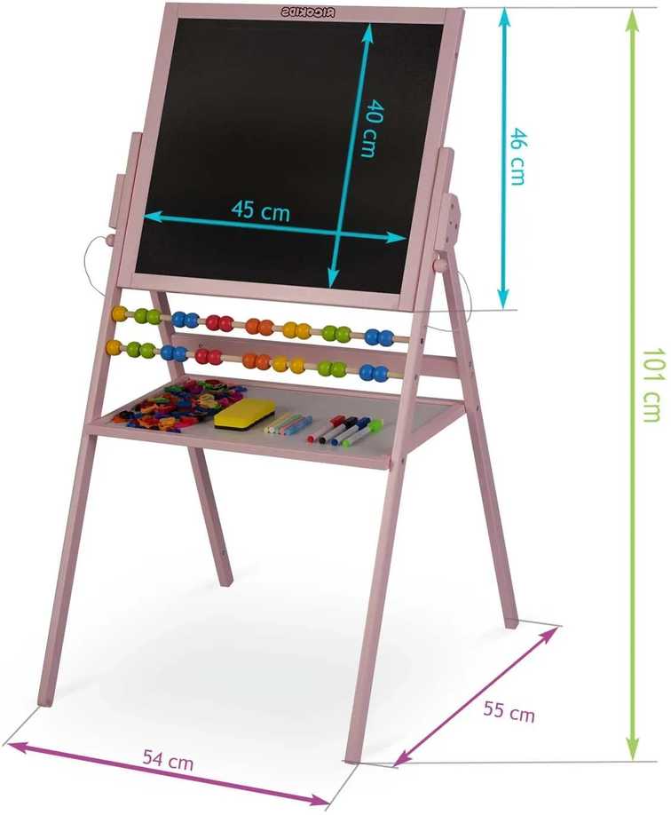 Ricokids magnetinė kreidinė lenta, besisukanti - rožinė