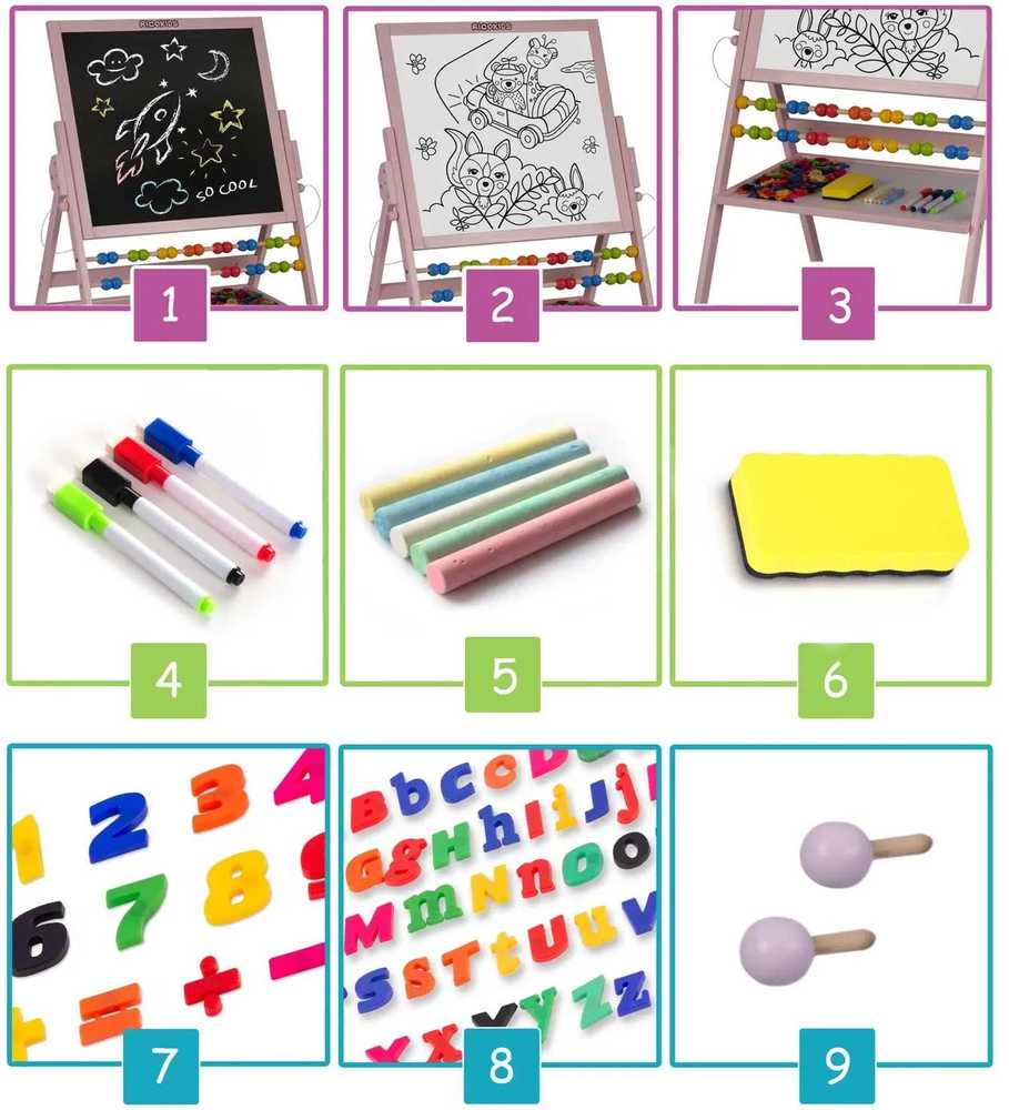 Ricokids magnetinė kreidinė lenta, besisukanti - rožinė