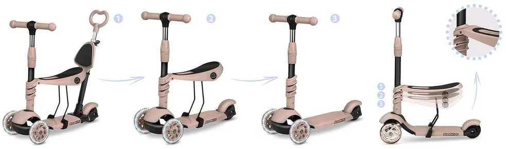 „Ricokids Todi“ triratis paspirtukas – smėlio spalvos