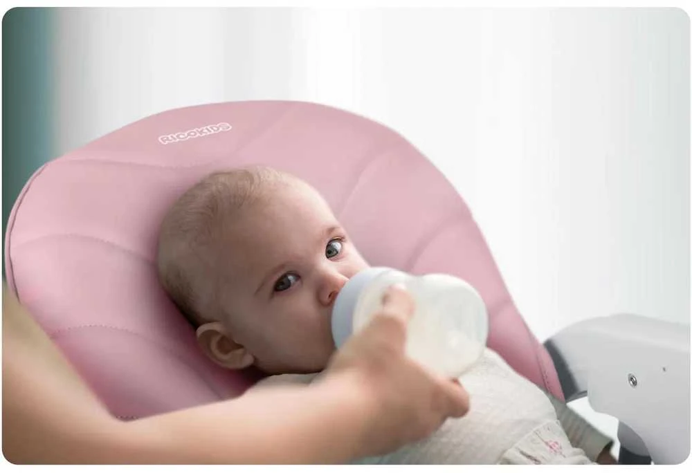 Ricokids Kūdikių maitinimo kėdutė, reguliuojamo aukščio, su nuimamu padėklu, rožinė aukšta kėdutė kūdikiams ir mažiems vaikams