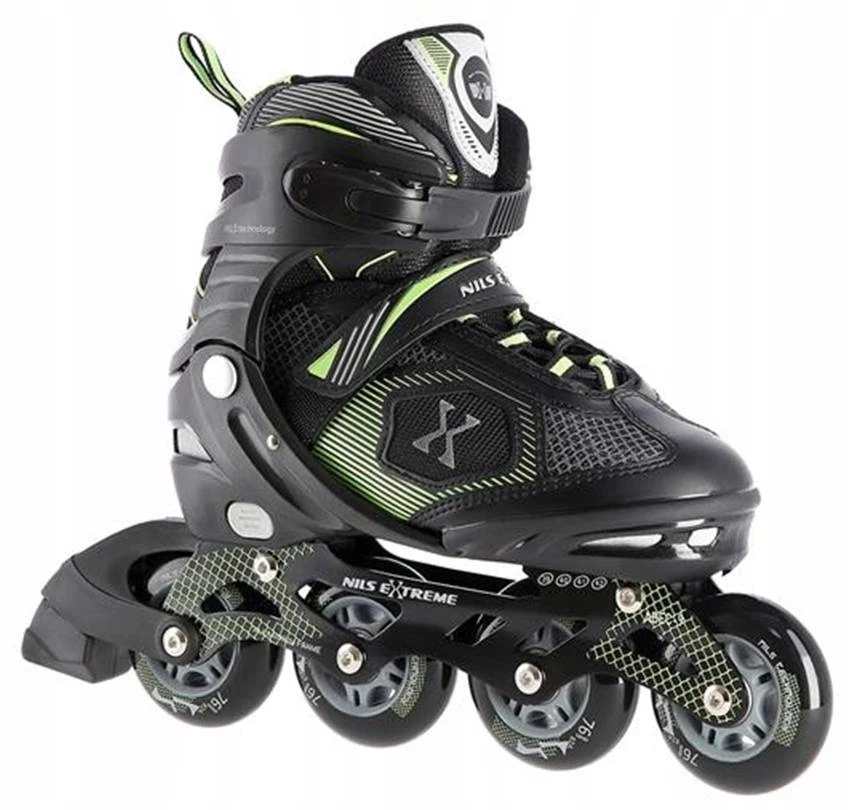 Riedučiai Nils Extreme NA9080 juodi-žali - |PU76 mm/82A L(39-42)|