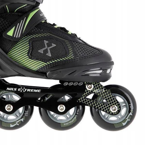 Riedučiai Nils Extreme NA9080 juodi-žali - |PU76 mm/82A L(39-42)|