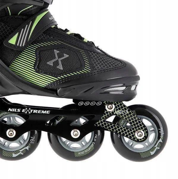 Riedučiai Nils Extreme NA9080 juodi-žali - |PU76 mm/82A L(39-42)|