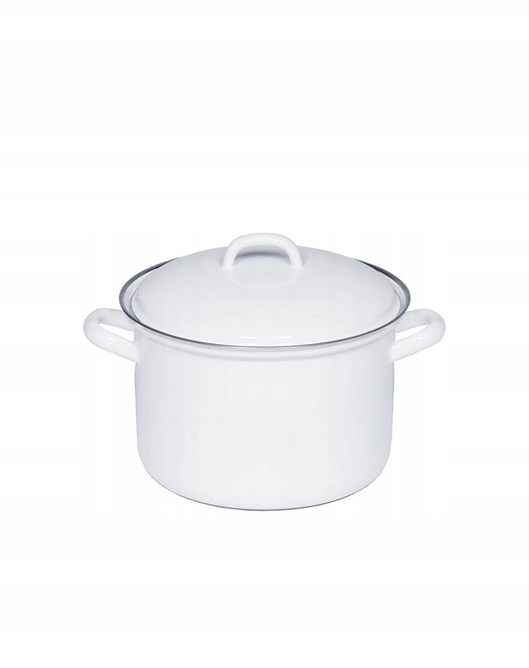 RIESS Aukštas puodas su dangčiu 2,5l 18cm Klasikinis WEISS ENAMEL AUSTRIA