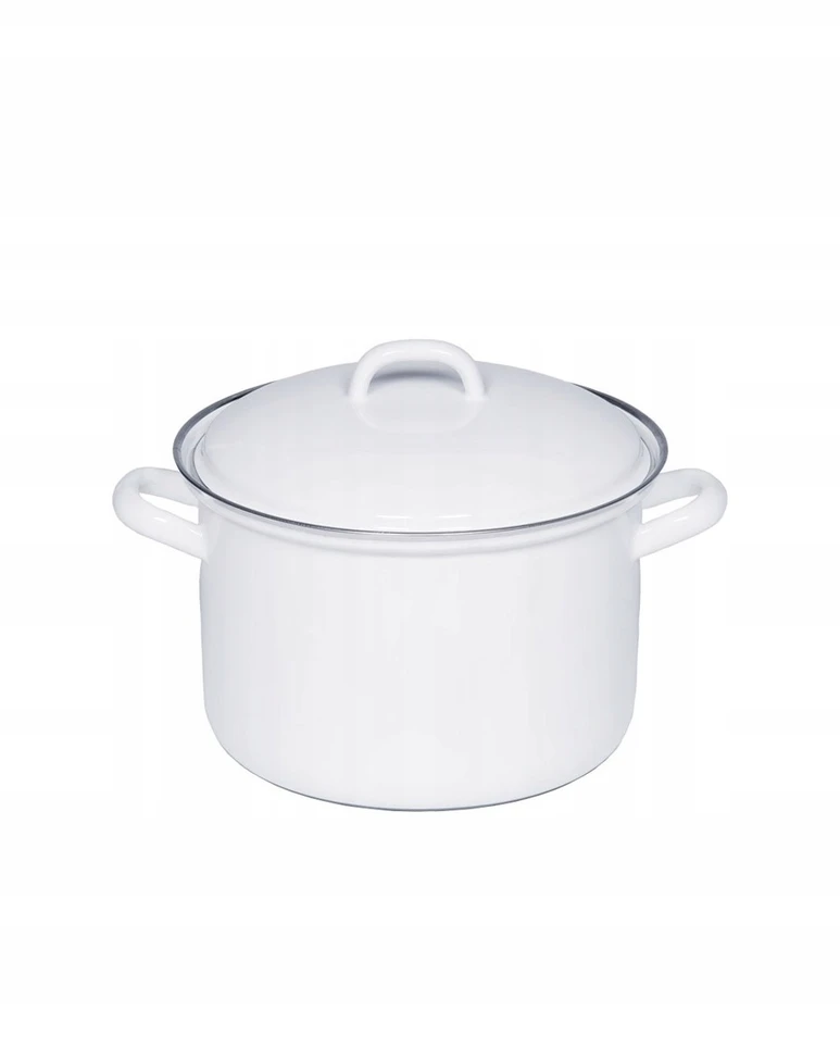 RIESS Aukštas puodas su dangčiu 3,5l 20cm Klasikinis WEISS ENAMEL AUSTRIA