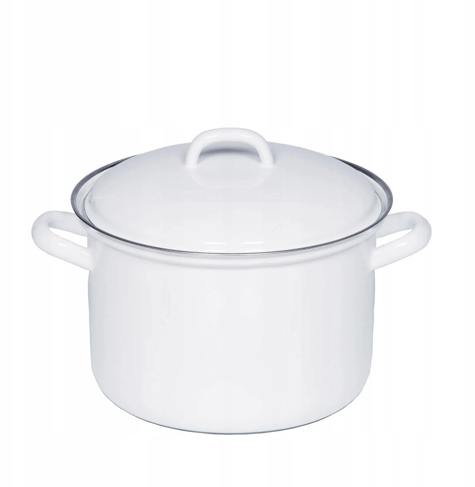 RIESS Aukštas puodas su dangčiu 3,5l 20cm Klasikinis WEISS ENAMEL AUSTRIA