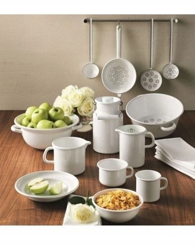 RIESS Aukštas puodas su dangčiu 3,5l 20cm Klasikinis WEISS ENAMEL AUSTRIA