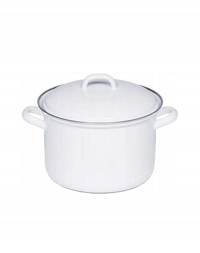 RIESS Aukštas puodas su dangčiu 4,5l 22cm Klasikinis WEISS QUARTZ ENAMEL AUSTR
